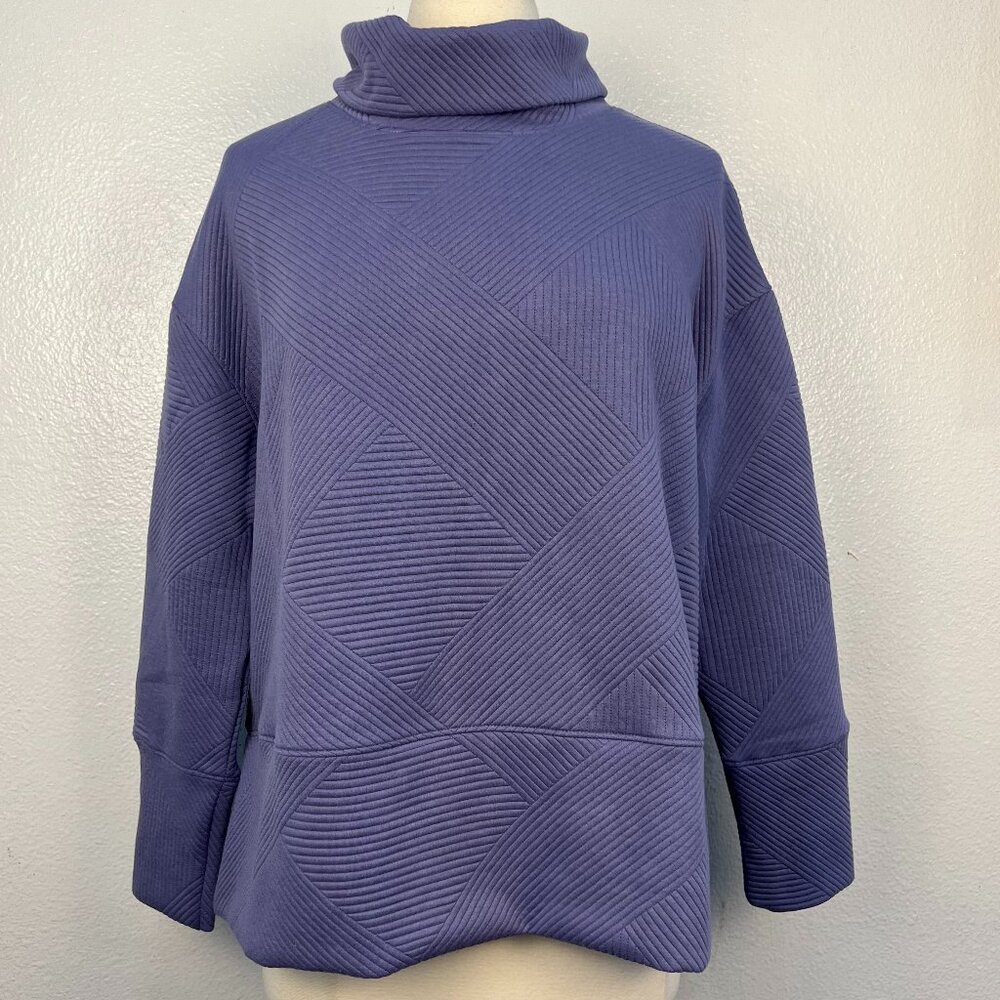 Anthropologie Nanette Lepore Lilac Boxy crosshatch top Sweater Size Medium